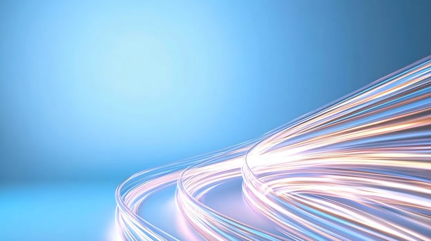 Abstract light trails curve, blue background, technology concept photo