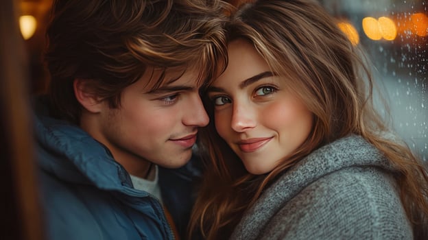 Intimate young couple embracing affection indoors romance and togetherness photo