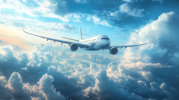 Passenger jet in flight over a sea of clouds aviation and modern air transportation photo