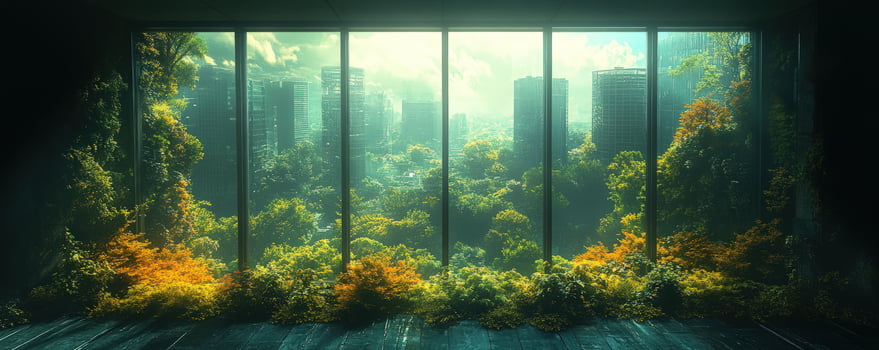 Cityscape reclaimed nature overgrowth ecology urban landscape photo