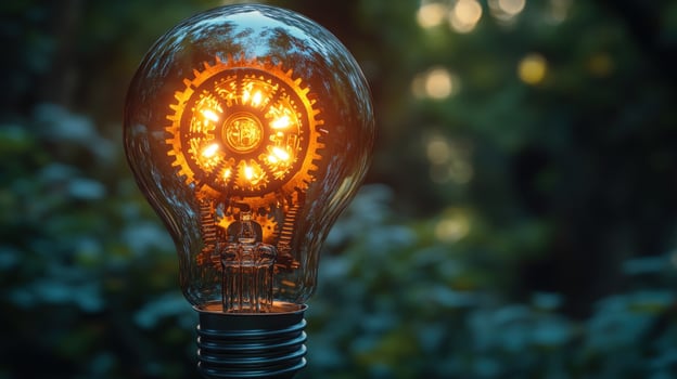 Lightbulb gears clockwork innovation mechanical technology concept photo