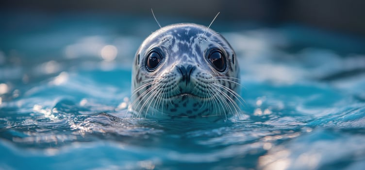 Seal swimming marine animal close up portrait photo
