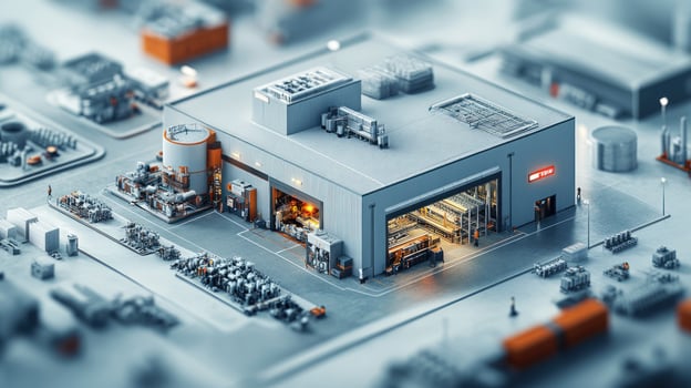 Industrial building digital architectural rendering for manufacturing and logistics photo