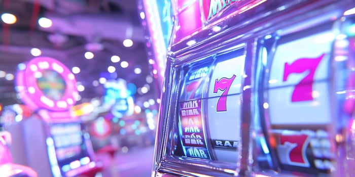 Casino Slot Machine Win, Lights, Background Blur photo