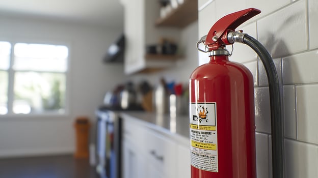 Kitchen fire extinguisher safety photo