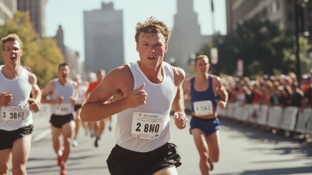 Marathon runners in city race achieve fitness and health goals photo