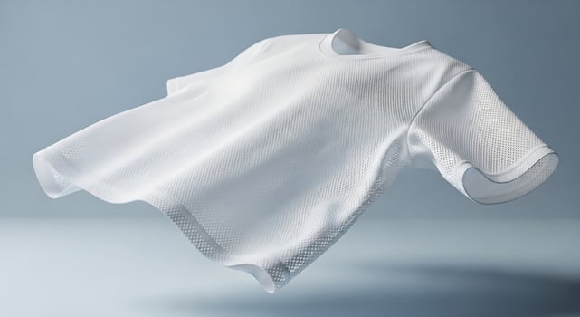 A white t - shirt is floating in the air photo