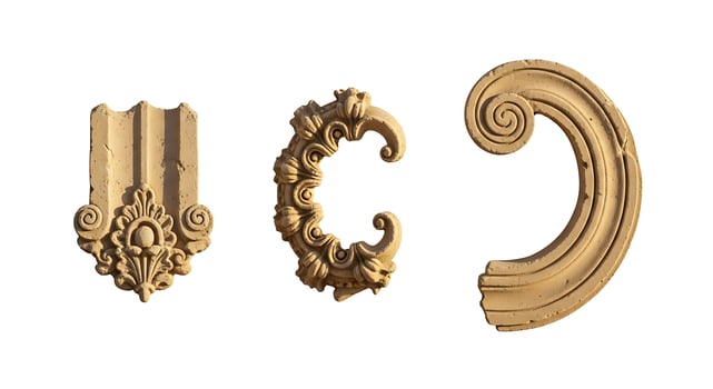 Ornate Architectural Ornament Pieces on White Background photo