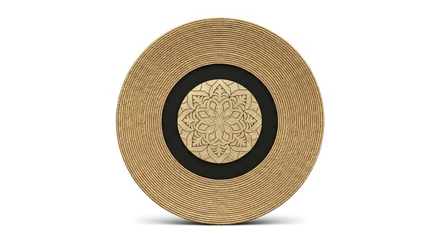 Ornamental Plate with Circular Pattern on White Background photo