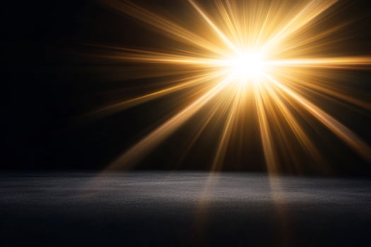 Bright light rays on dark floor, studio background photo