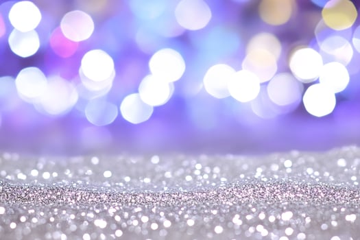Silver glitter, bokeh lights, festive background, holiday card photo