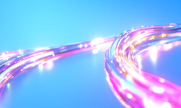 Glowing pink, blue curves, abstract background, technology, design photo