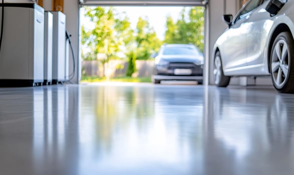 EV charging at home garage photo
