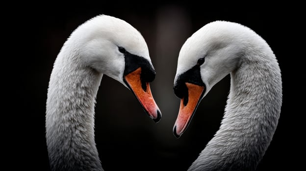 Mute swans creating a heart shape photo
