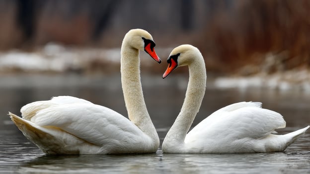 Two mute swans facing each other photo