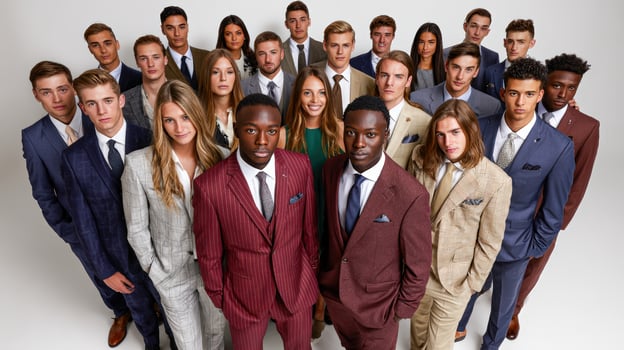 Group of young adults wearing suits photo
