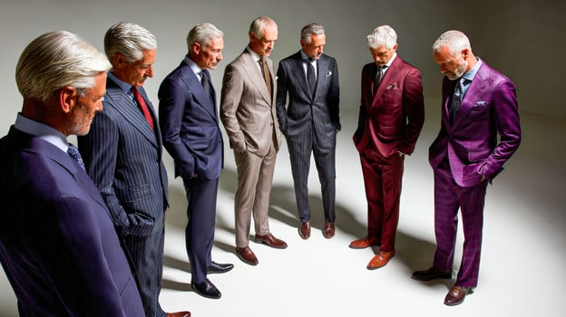 Stylish older men standing in studio photo