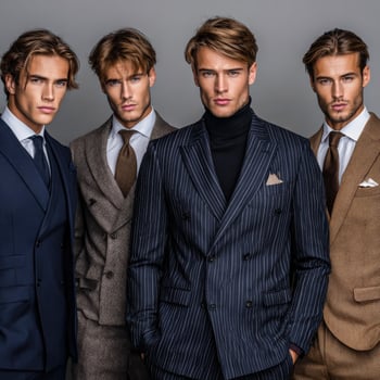 Four men wearing suits posing indoors photo