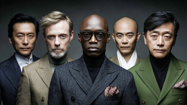 Diverse group wearing elegant suits photo