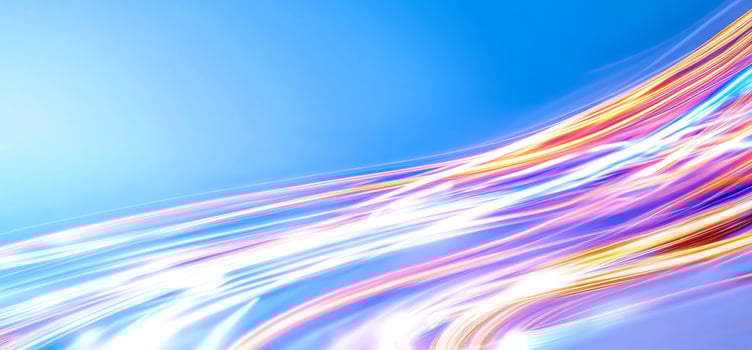 Abstract light streaks, blue sky backdrop, dynamic motion photo