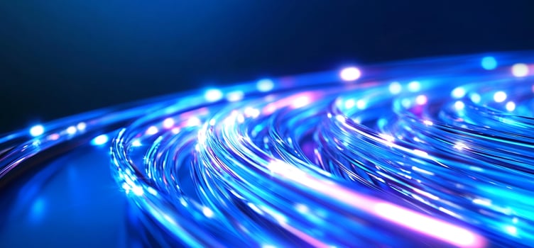 Abstract swirling blue light, technology background photo