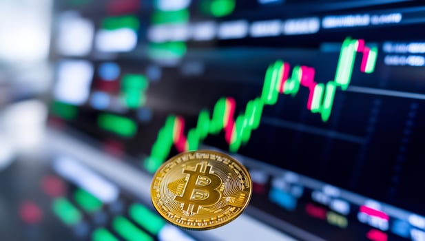 Bitcoin price rising, digital currency market photo