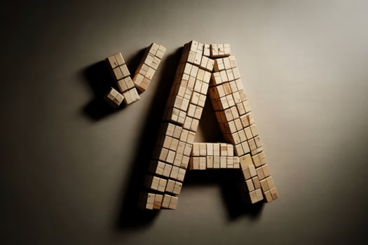 Wooden blocks forming letter a with check mark photo