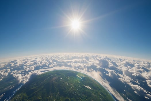 Earth, clouds, sun, aerial view, environmental photo