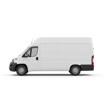 Pristine White Delivery Van Ready for Branding, Isolated on White, in 8K. photo