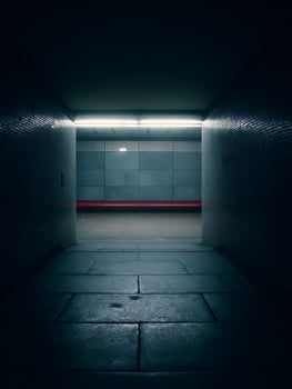 Subway Passage A Dark and Moody Architectural Image. photo