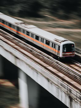 High Speed Train in Motion, Blurred Background. A dynamic image of rapid transit. photo