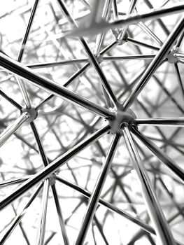 Abstract Close Up of Interconnected Metal Rods, Geometric Structure. photo