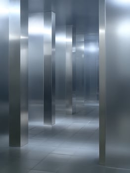Abstract Metallic Corridor Modern Architecture Interior Design. photo