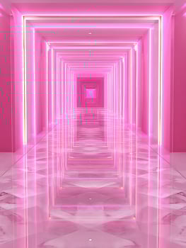Pink Neon Corridor A Modern Architectural Design. photo