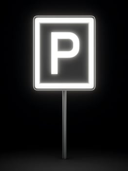 Illuminated Parking Sign A Bright and Modern Parking Indicator. photo