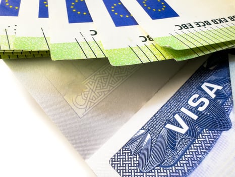 Entry tax to the USA, visa fee, visa tax deposit euro upon entry to the USA deposit of money in the USA photo