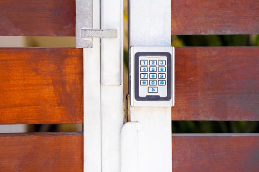 Close-up push-button lock of entrance doors photo