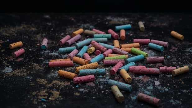 Colorful chalk pieces on a surface photo