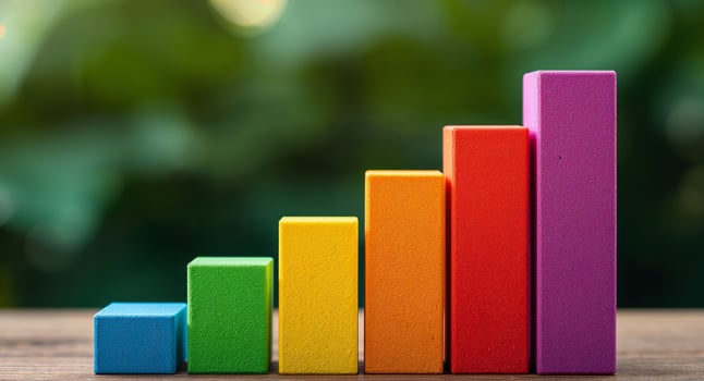 Colorful bar graph with blocks photo