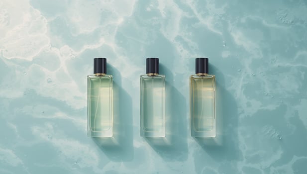 three elegant perfume bottles photo