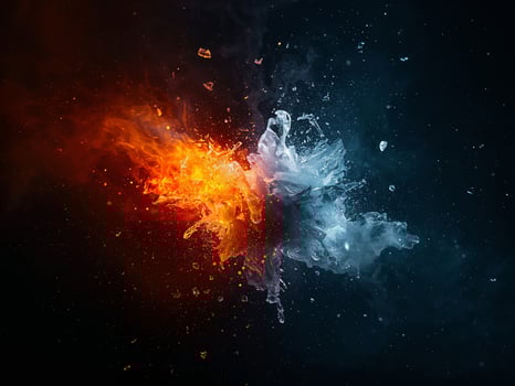 Colorful fire and ice explosion photo