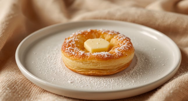 Buttered pastry dessert with powdered sugar photo