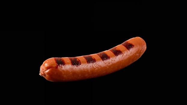 Grilled sausage on black background photo
