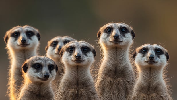 Group of curious meerkats in nature photo