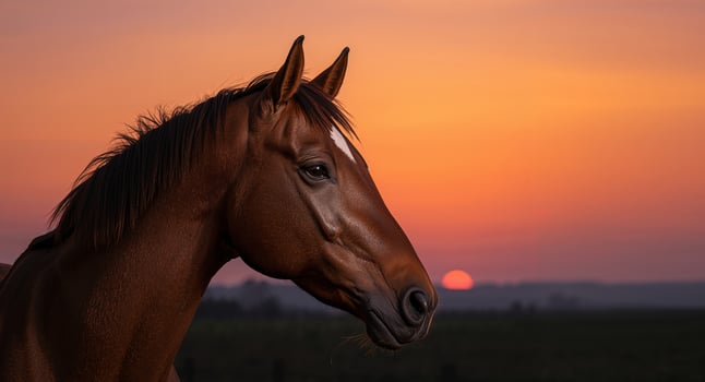 Horse silhouette at sunset photo