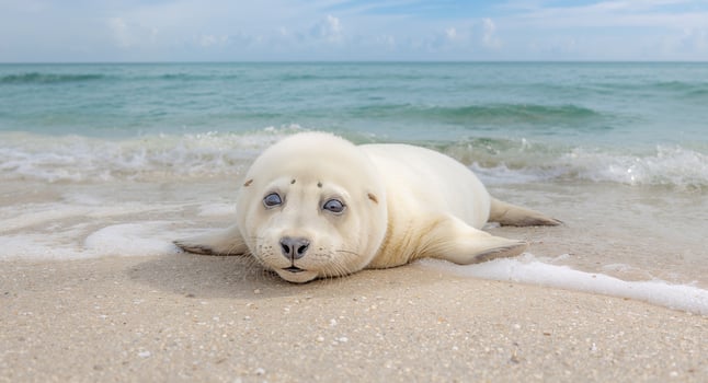 Seal lounging on the beach photo
