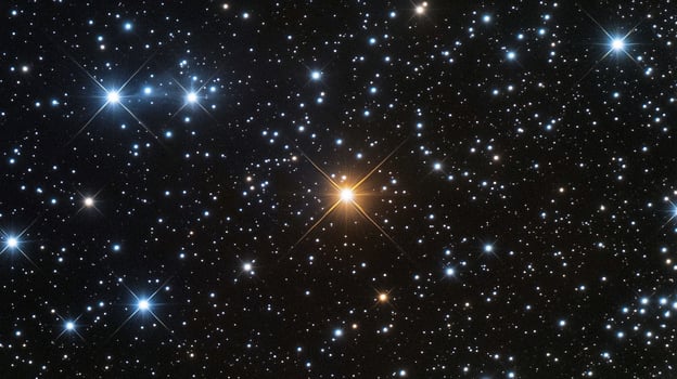 Bright star in dark night sky, cosmic background, astronomy image photo