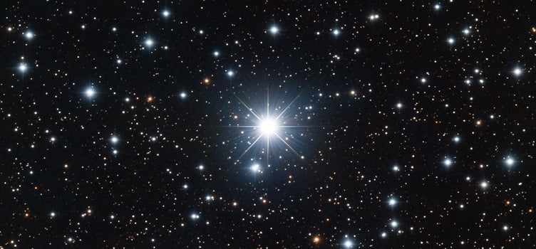 Bright star in dark space cosmic background astronomy photo