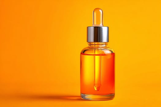 Vitamin C serum in orange glass bottle with dropper highlighting natural skincare solution for radiant healthy skin photo