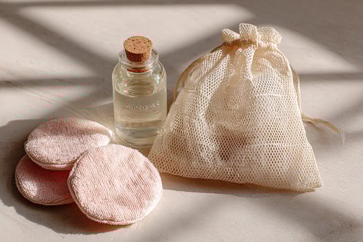 Eco-friendly skincare products with reusable pads photo